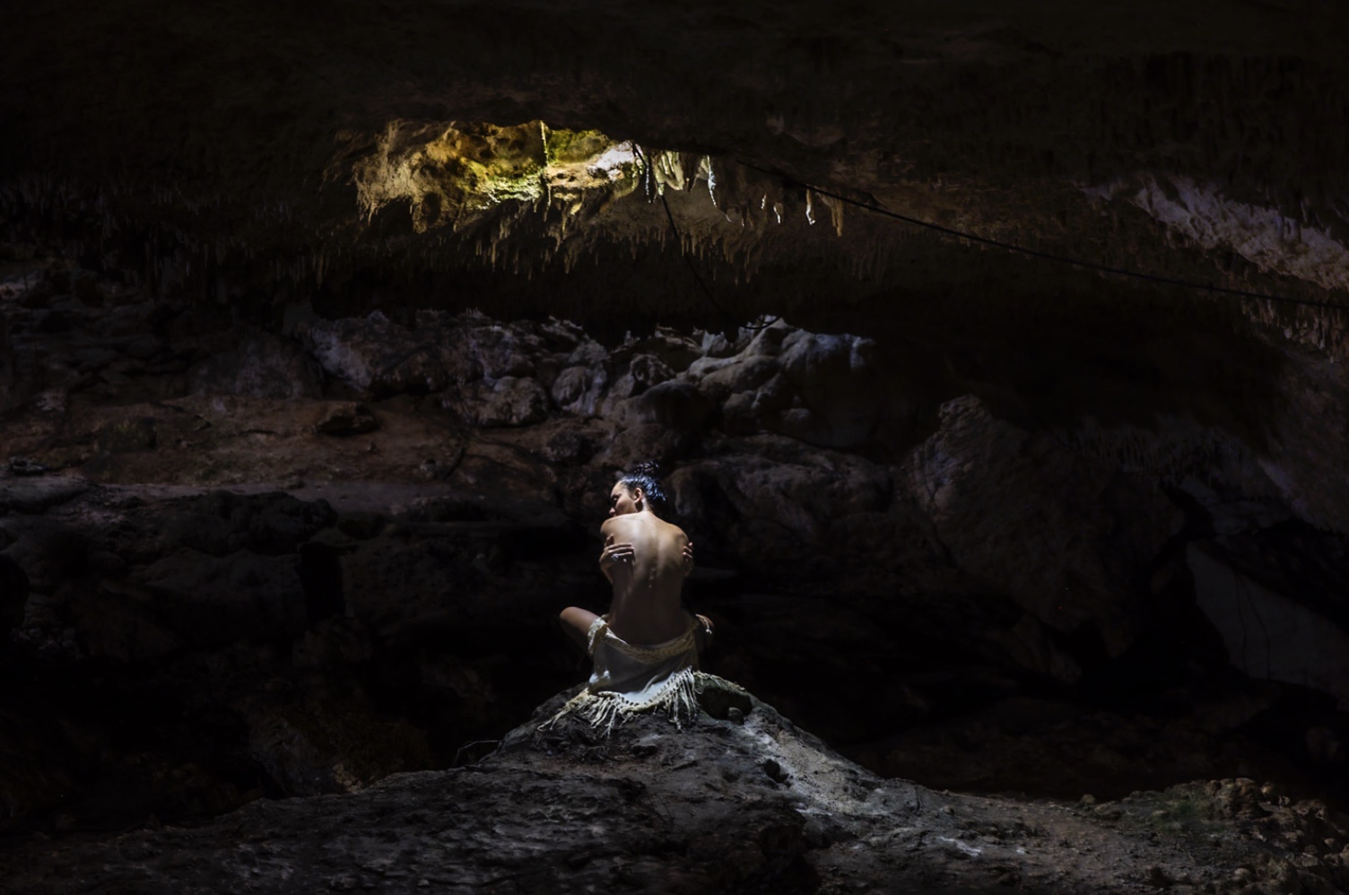 Light falling into a dark cave
